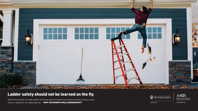 AAOS print public service advertisement on ladder safety
