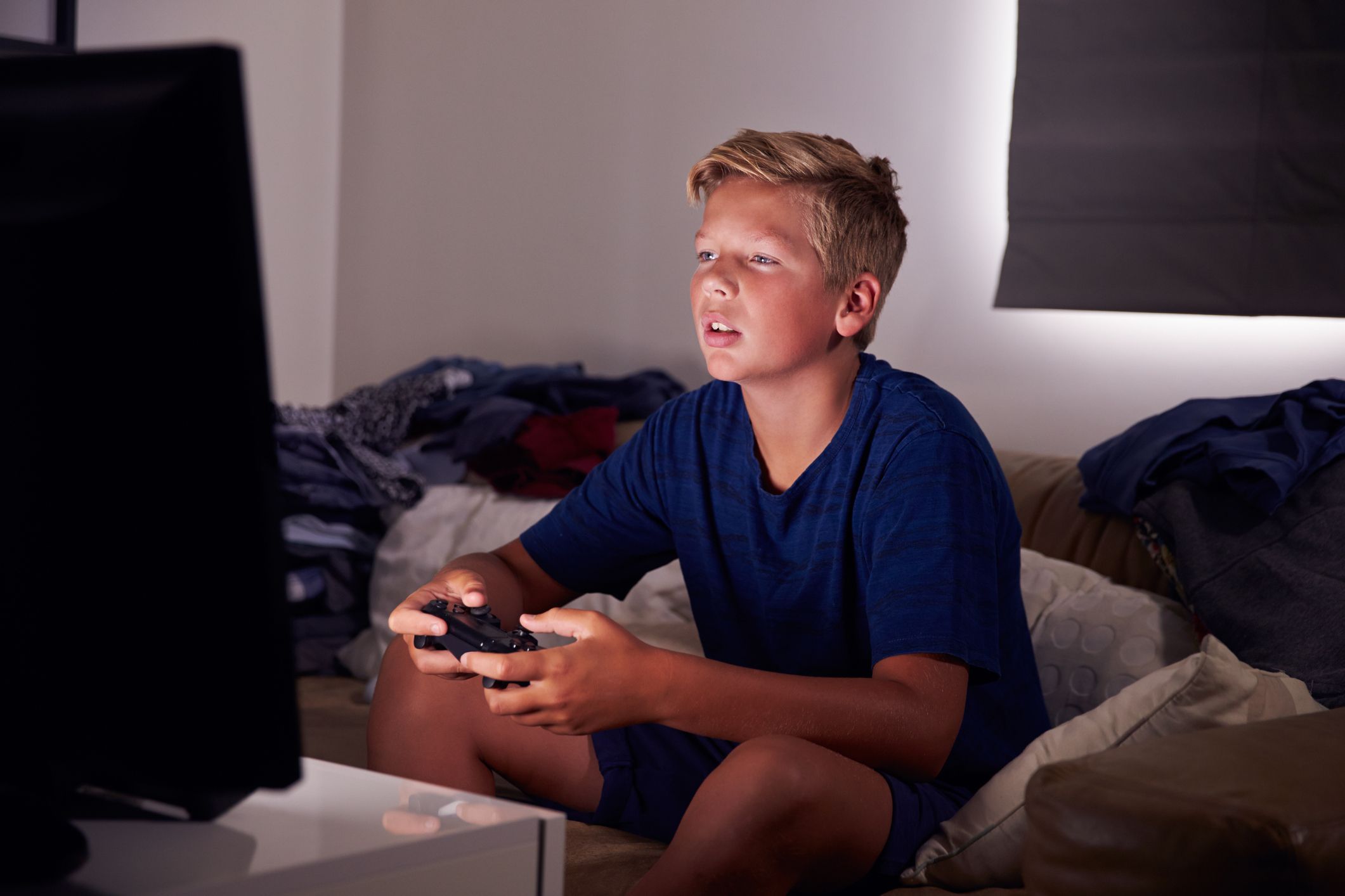 Boy playing video games