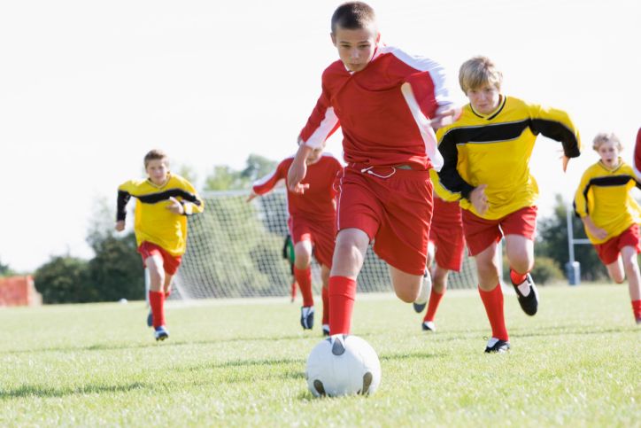 Kids playing soccer